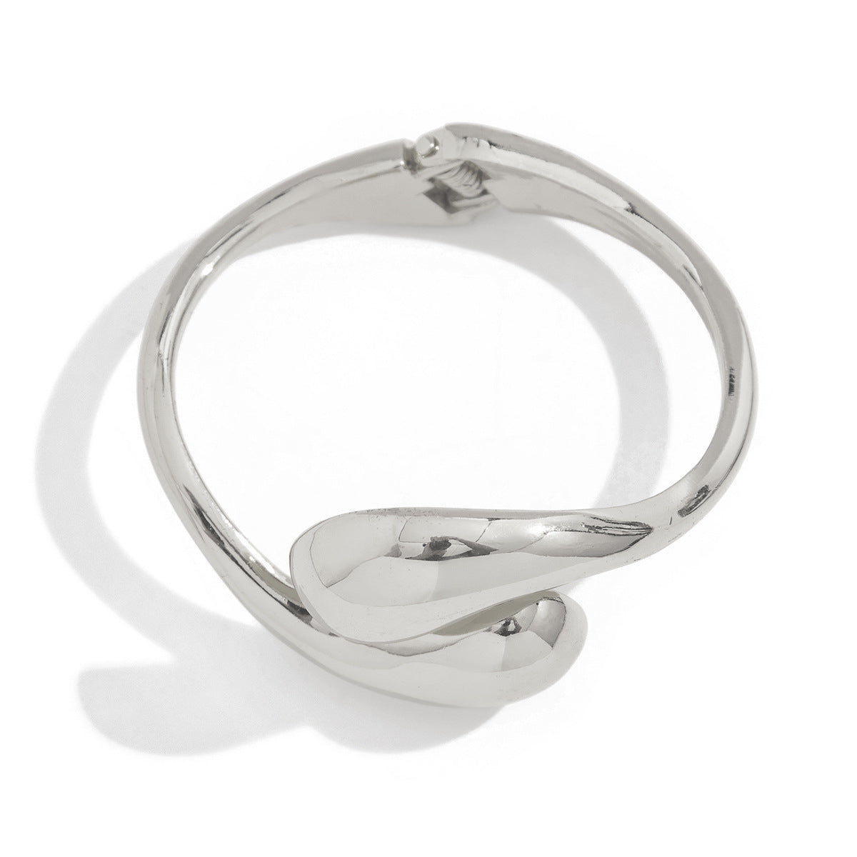 Personalized Geometric Water Drop Open Cuff Bracelet with Spring Clasp - Alloy Electroplated