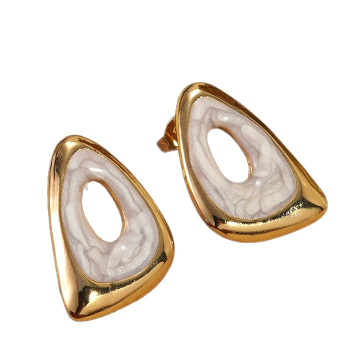 Luxury Casual Irregular Triangle Drip Oil Stainless Steel Earrings for Women
