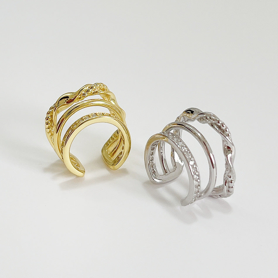 Pendientes Minimalistas de Plata de Ley 925 Trenzados con Textura de Triple Aro para Mujer