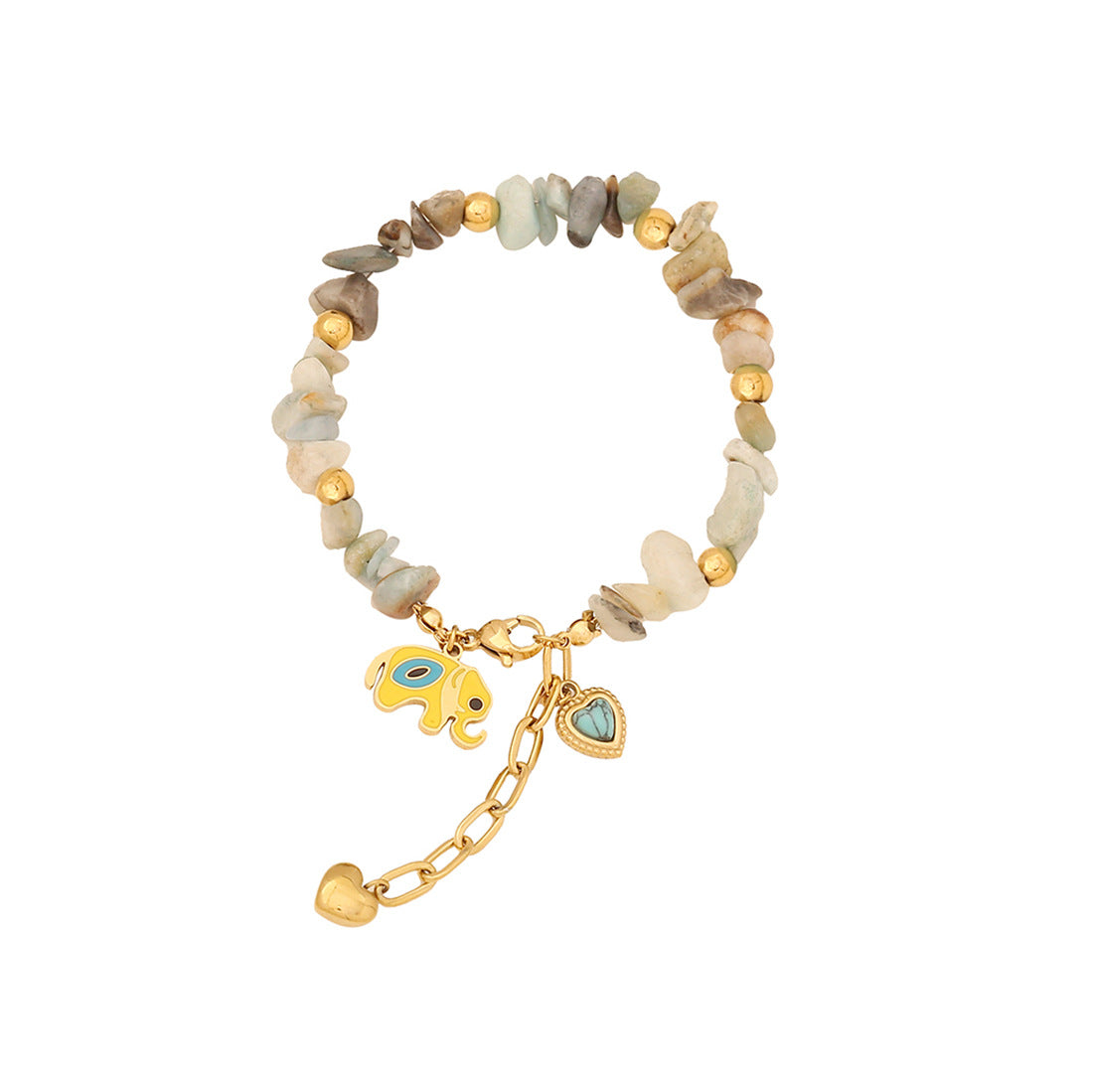 Bracciale da donna in acciaio inossidabile a forma di cuore con perline e motivo a occhio - Design originale