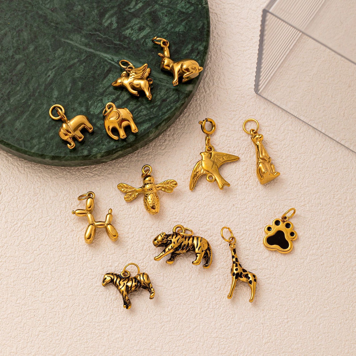 Minimalist Vintage Animal Stainless Steel 18K Gold PVD Plated Charm Bar