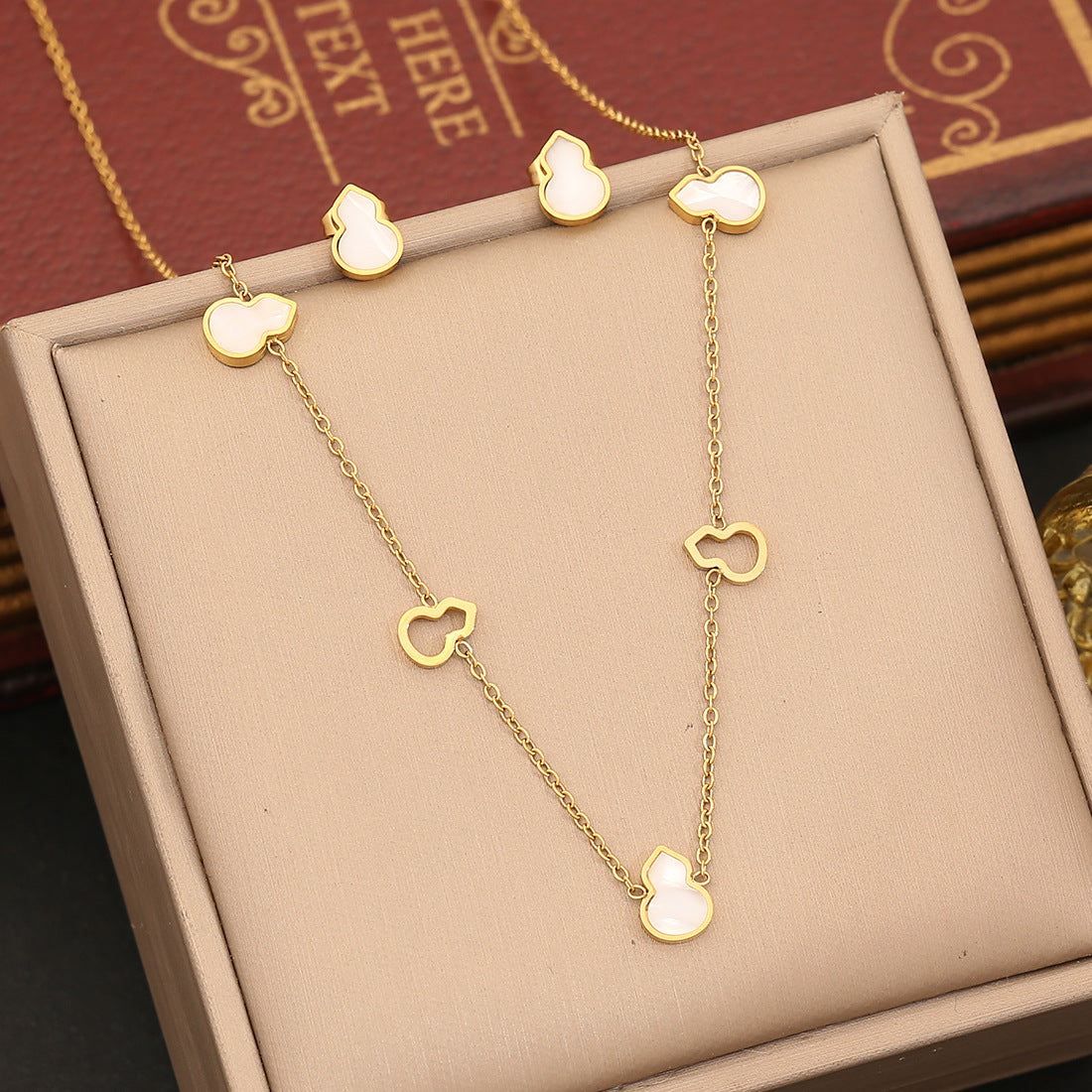 Geometric Asymmetrical Stainless Steel Pendant Necklace Set with Beveled Square Accents for Women