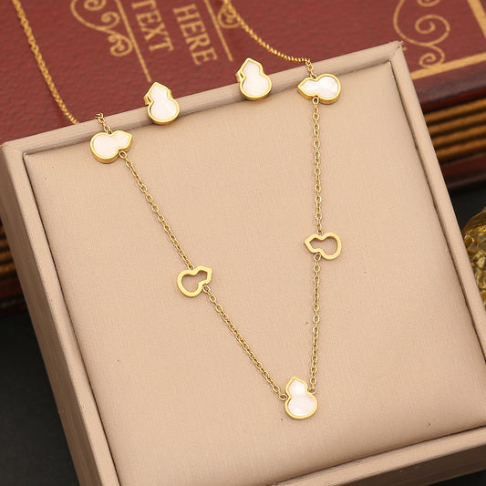 Geometric Asymmetrical Stainless Steel Pendant Necklace Set with Beveled Square Accents for Women