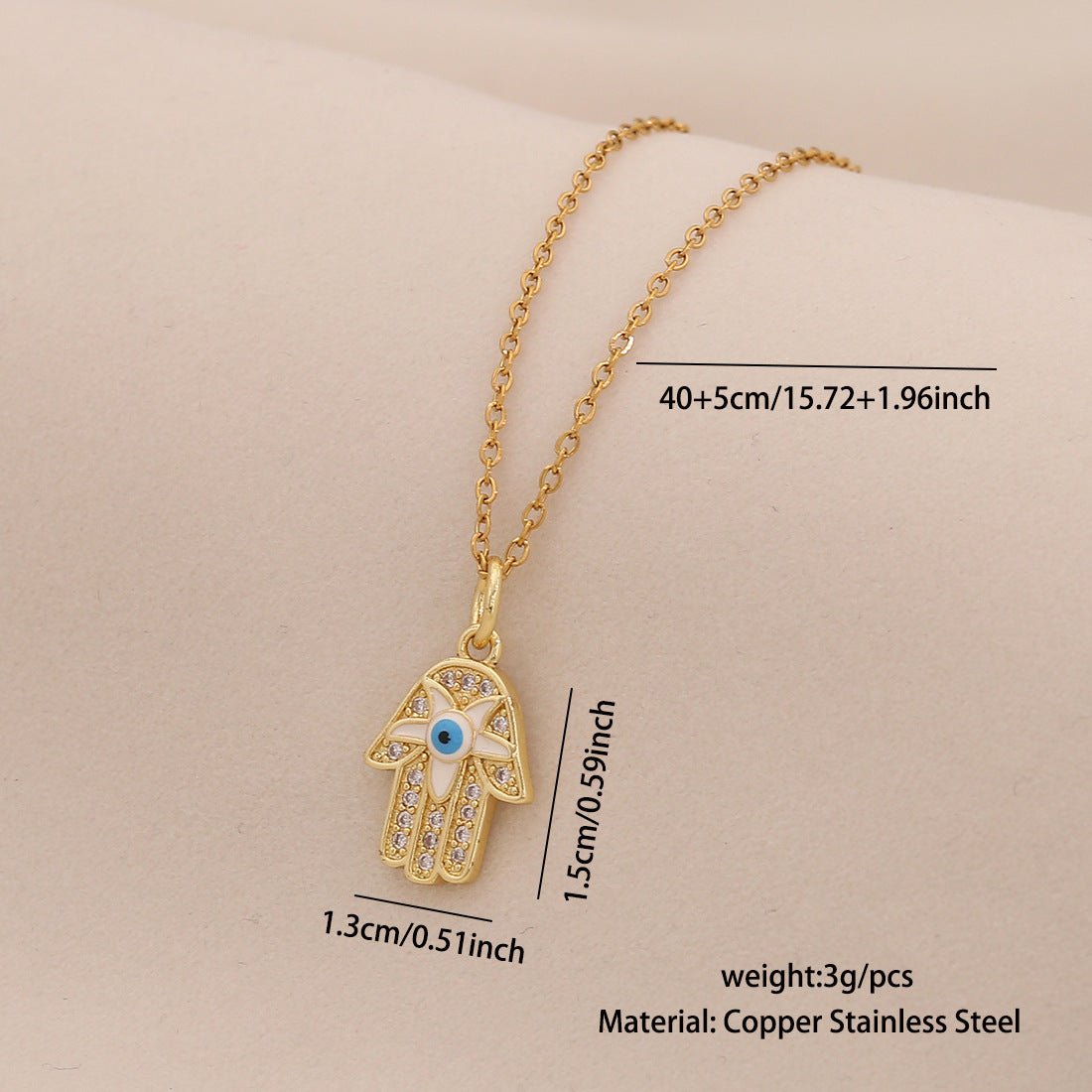 Edgy Evil Eye Pendant Necklace in Stainless Steel with Enamel Finish on O-Chain for Women