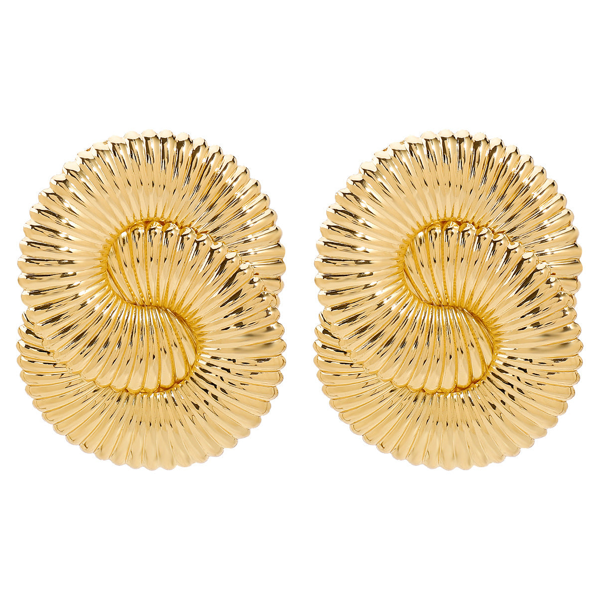 Orecchini a Cerchio Geometrici Grandi da Donna in Metallo con Textura Ondulata Intrecciata e Finitura Galvanica