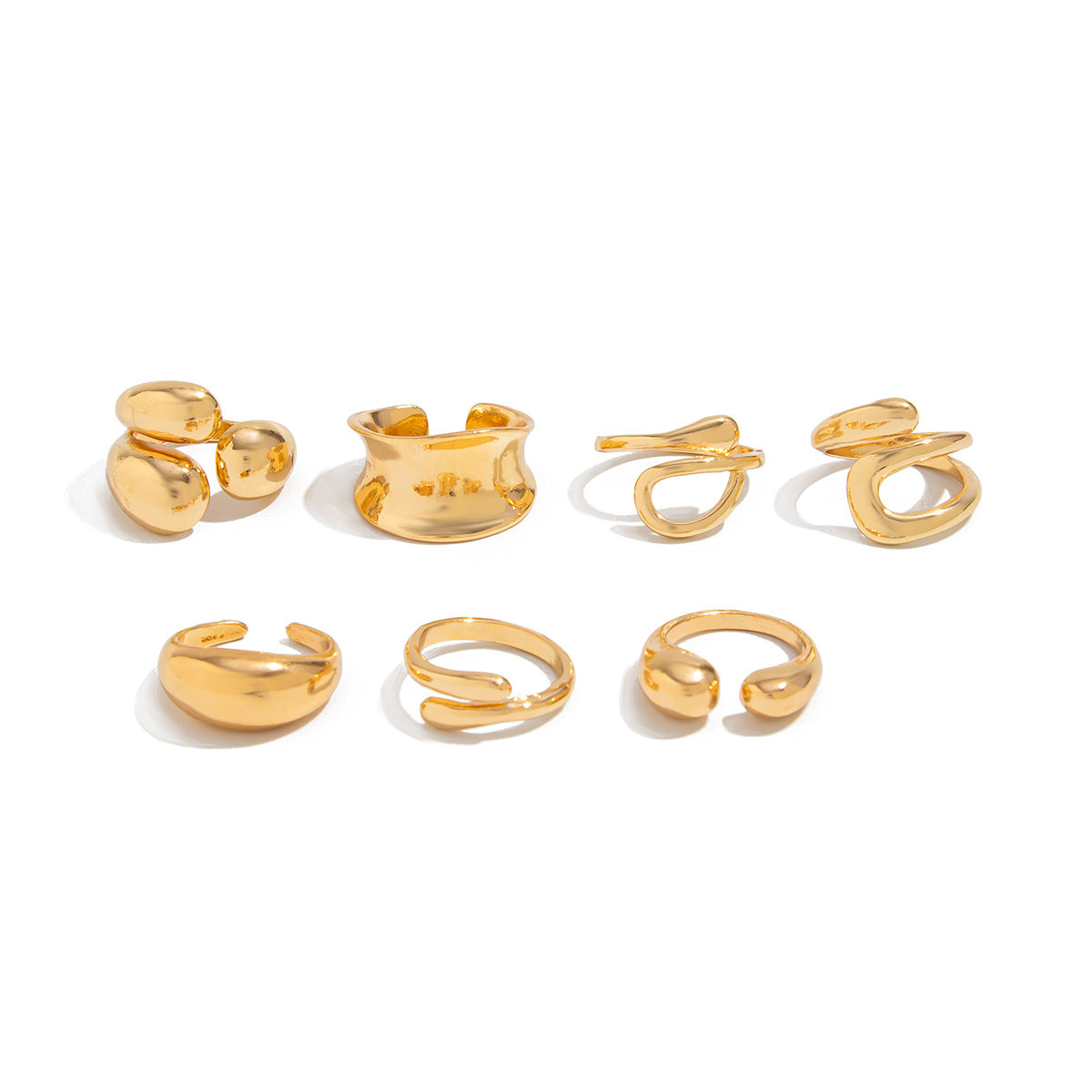 Set di anelli da donna minimalisti con fiocco e forma geometrica in lega, con finitura placcata effetto lava