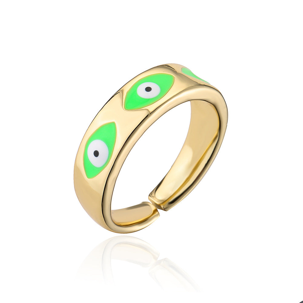 Minimalist Geometric Open Ring in Copper with Real Gold Plating and Enamel Finish