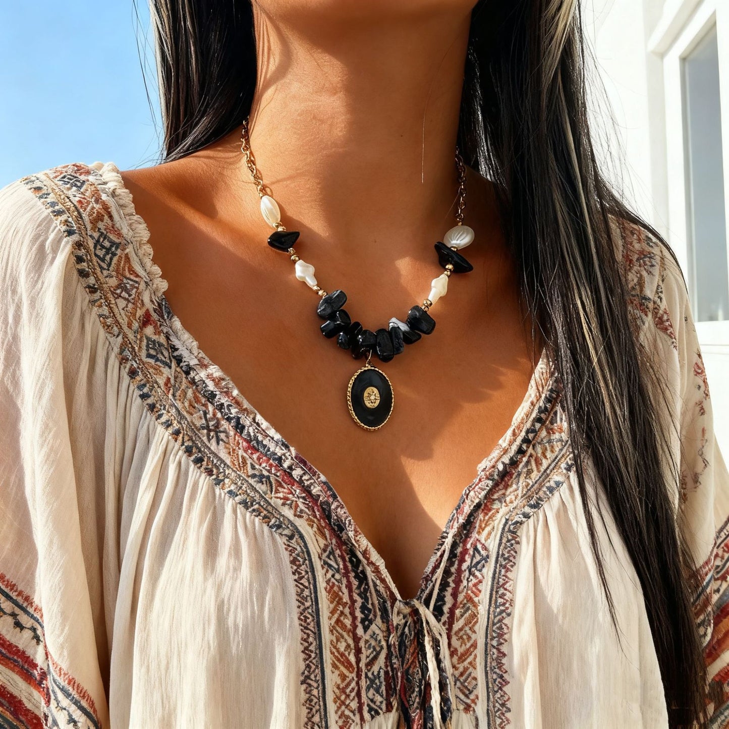 Colorful Geometric Stainless Steel Plated Necklace for Women