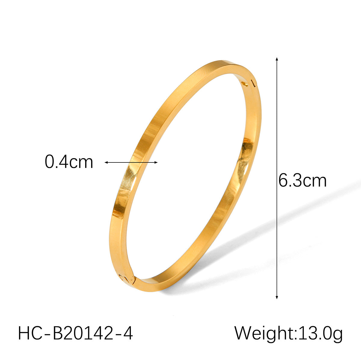 Minimalist Titanium Steel Cuff Bracelet with Polished Gold Plating, Round Geometric Design, Fade-Resistant Fashion Accessory