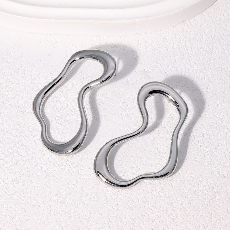 Minimalist Geometric Stainless Steel Earrings with 18K Gold Plating for Women