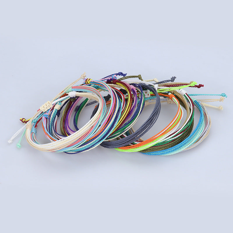 Bohemian Sweet Handmade Braided Wax Cord Bracelet U Shape Unisex Lucky Charm