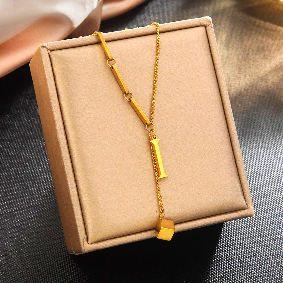 Minimalist Elegant 18K Gold Plated Stainless Steel Letter Bracelet