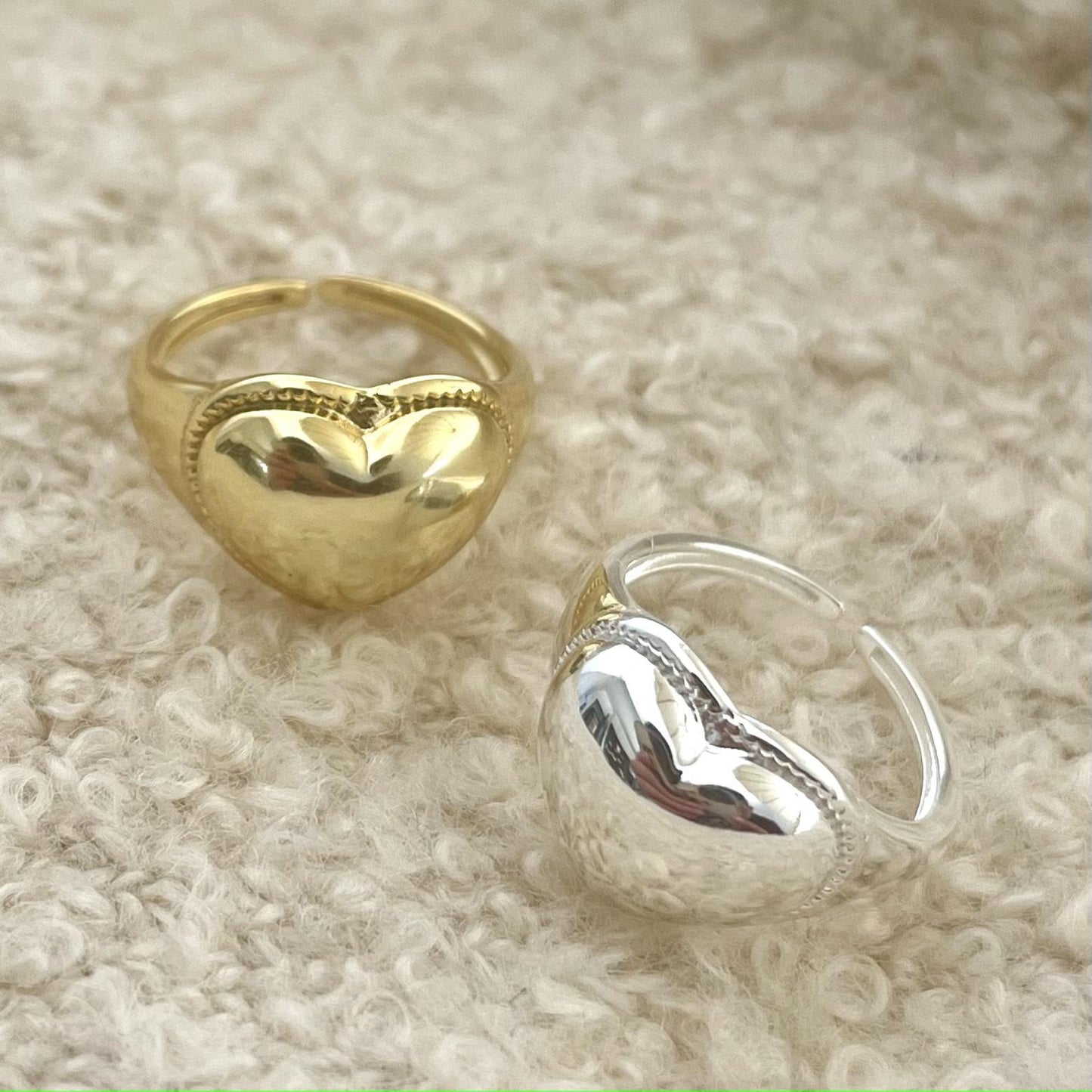 Vintage Minimalist 925 Sterling Silver Heart Open Ring for Women