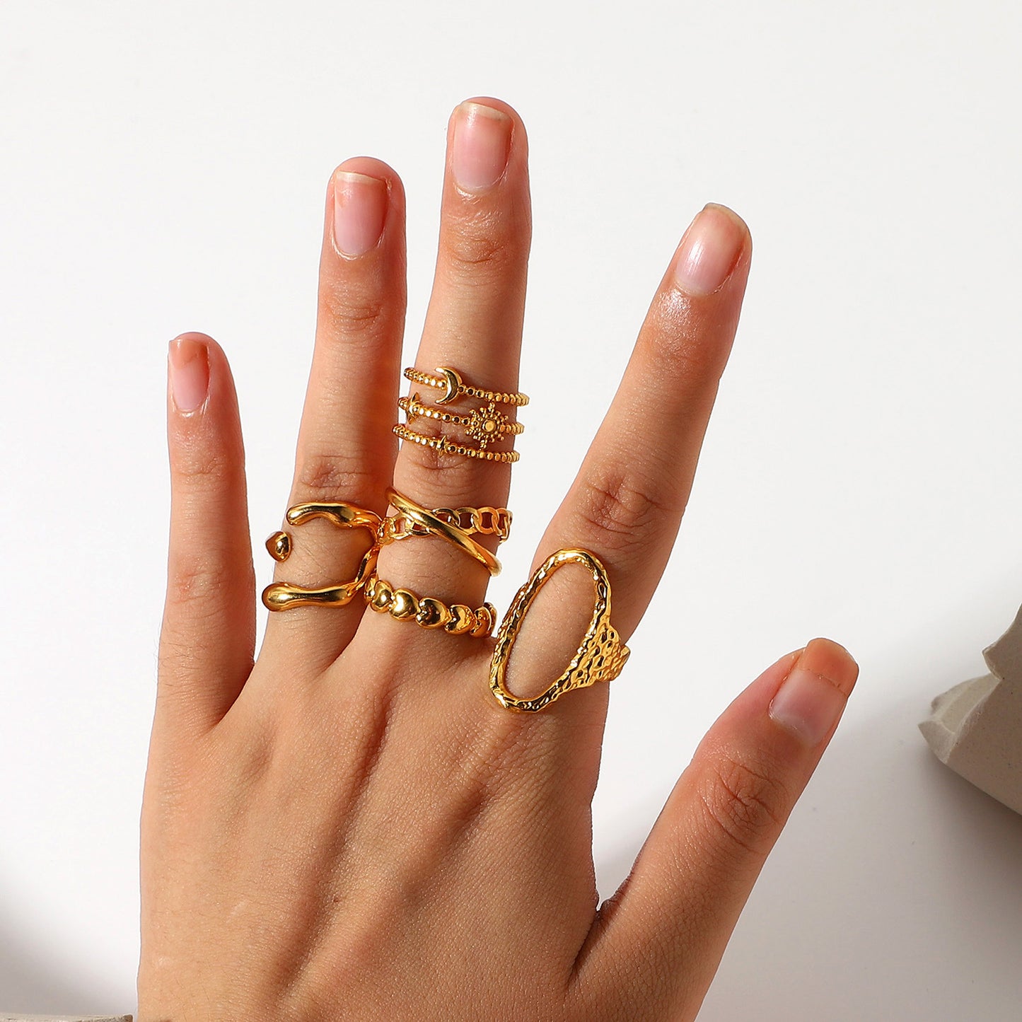 Fashion Geometric Cross Open Ring 18K Gold Plated Stainless Steel Snake Design for Women