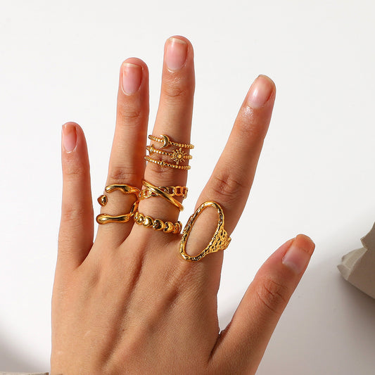 Anello Aperto Geometrico Moda Serpente Placcato Oro 18K Acciaio Inossidabile da Donna