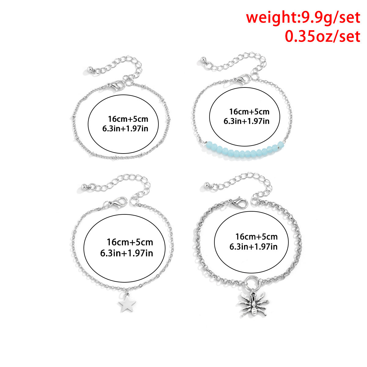 Hip-hop Punk Geometric Spider Star Brass Bracelet for Women
