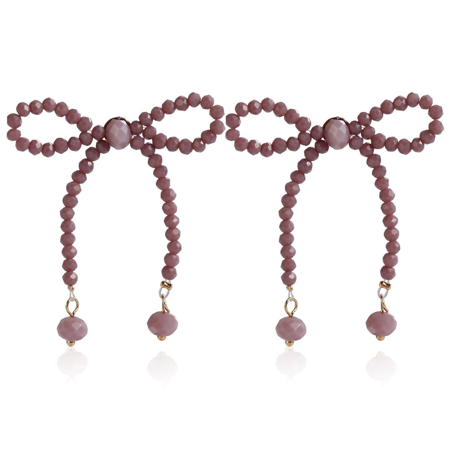 Pendientes Vintage Tejidos a Mano con Forma de Lazo Estilo Perla para Mujer con Acabado Chapado