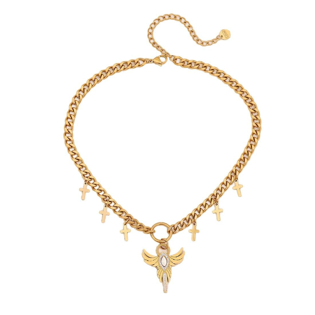 Collana personalizzata con ciondolo a stella e sole in acciaio inossidabile con stella a otto punte e croce