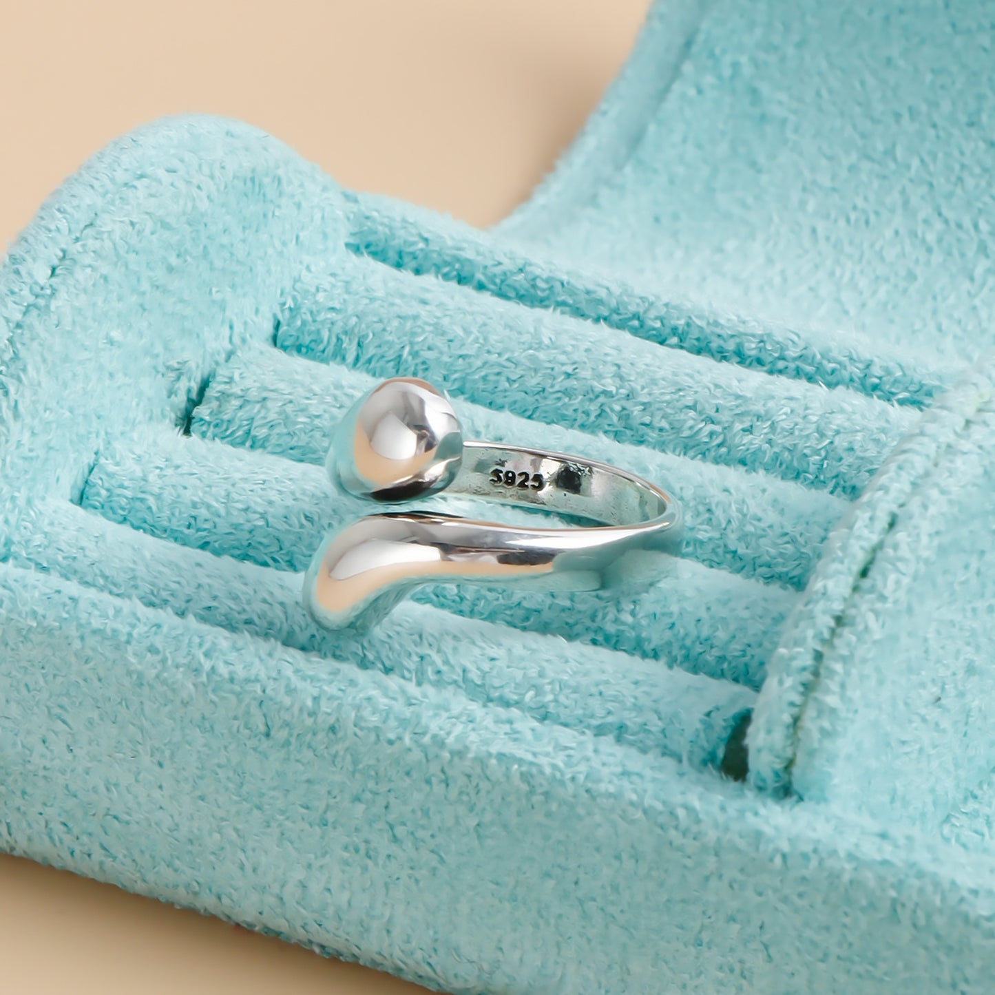 Minimalist Geometric Drip-Shaped Electroplated Metal Open Ring for Women