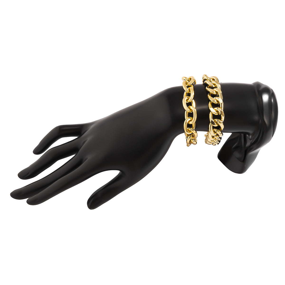 Bracciale rigido a polsino da donna in alluminio geometrico stile Punk con audace catena a maglie cave