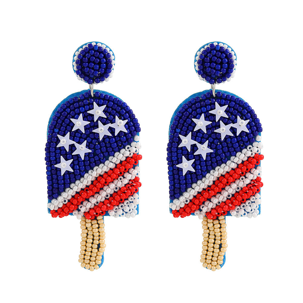 Hand-woven Star Glass Earrings Unisex Statement Drop Earrings