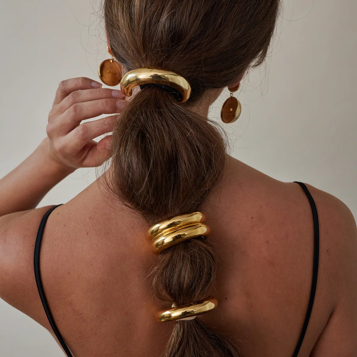 Fermaglio per Capelli Minimalista ad Arco in Acciaio Inossidabile con Finitura Placcata per Coda di Cavallo