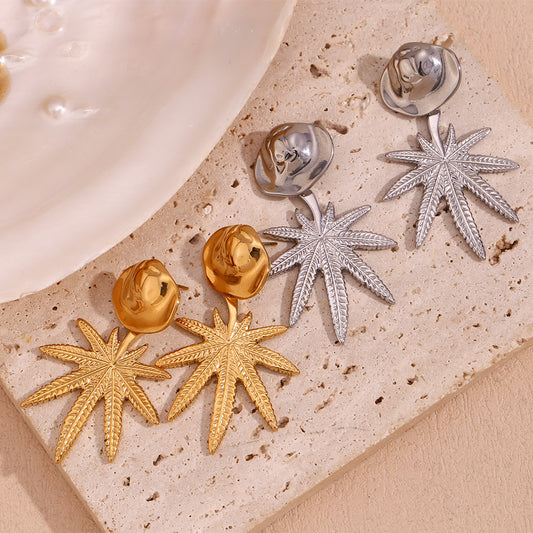 Orecchini Pendenti Minimalisti in Acciaio Inox Placcati Oro 18K a Forma di Cocco Irregolare Geometrico per Donna