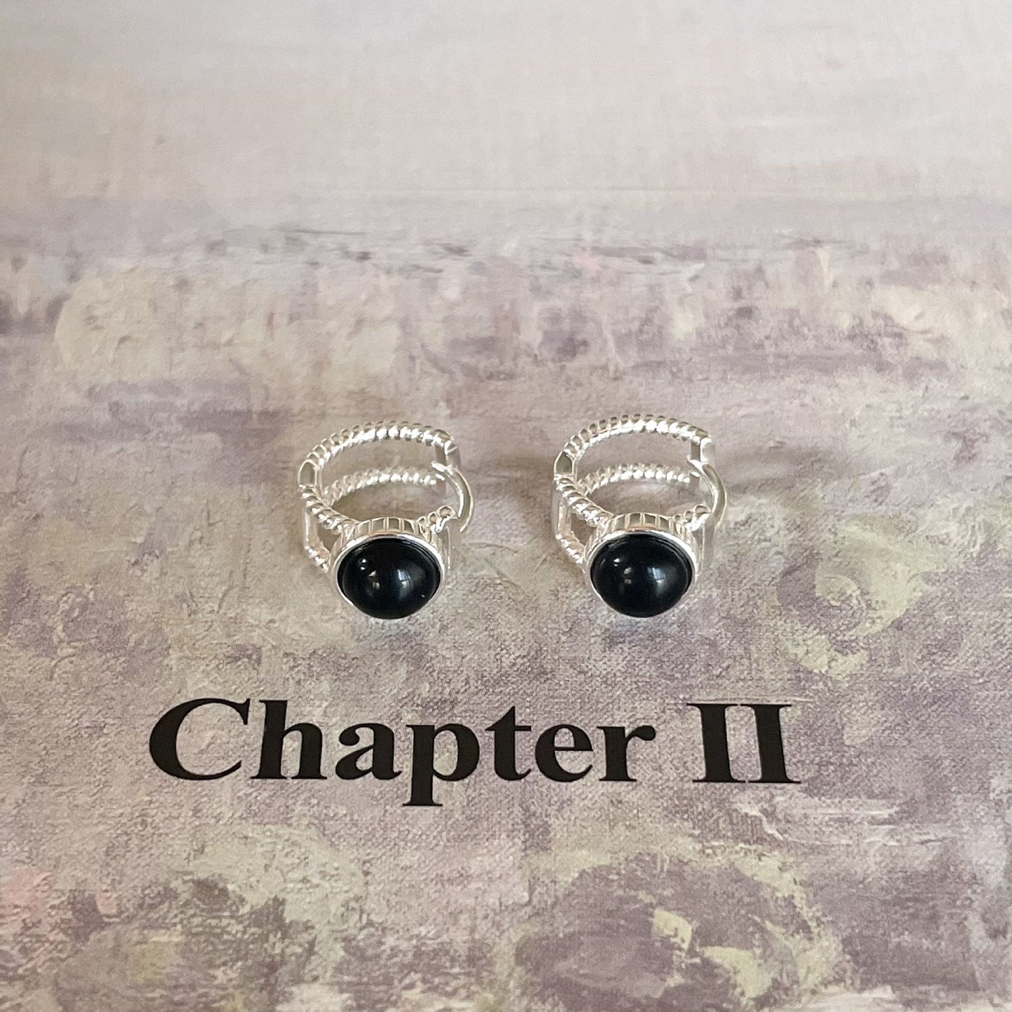 Aretes de ónix negro geométricos minimalistas en plata de ley 925 con acabado chapado