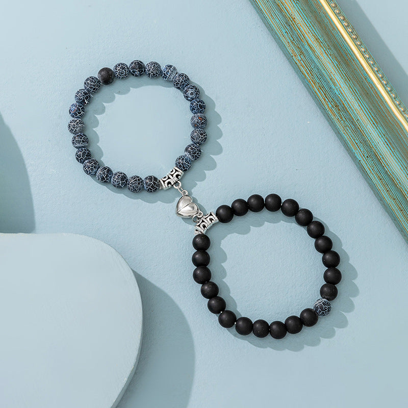 Minimalist Heart Agate Plated Bracelet Set for Unisex