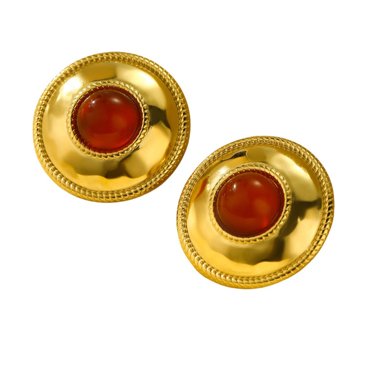 Orecchini a perno geometrici vintage in acciaio inossidabile placcato con intarsio in pietra naturale da donna