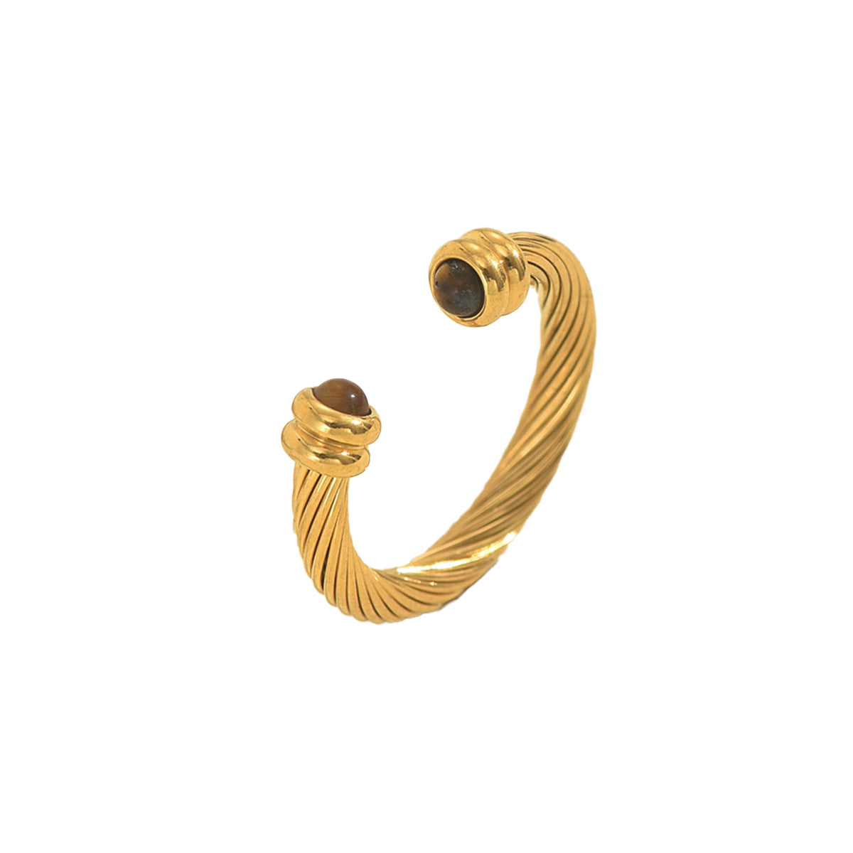 Anello Minimalista Geometrico Regolabile in Lega di Zinco con Intarsio Turchese per Donna, con Fascia a U e Finitura di Lusso