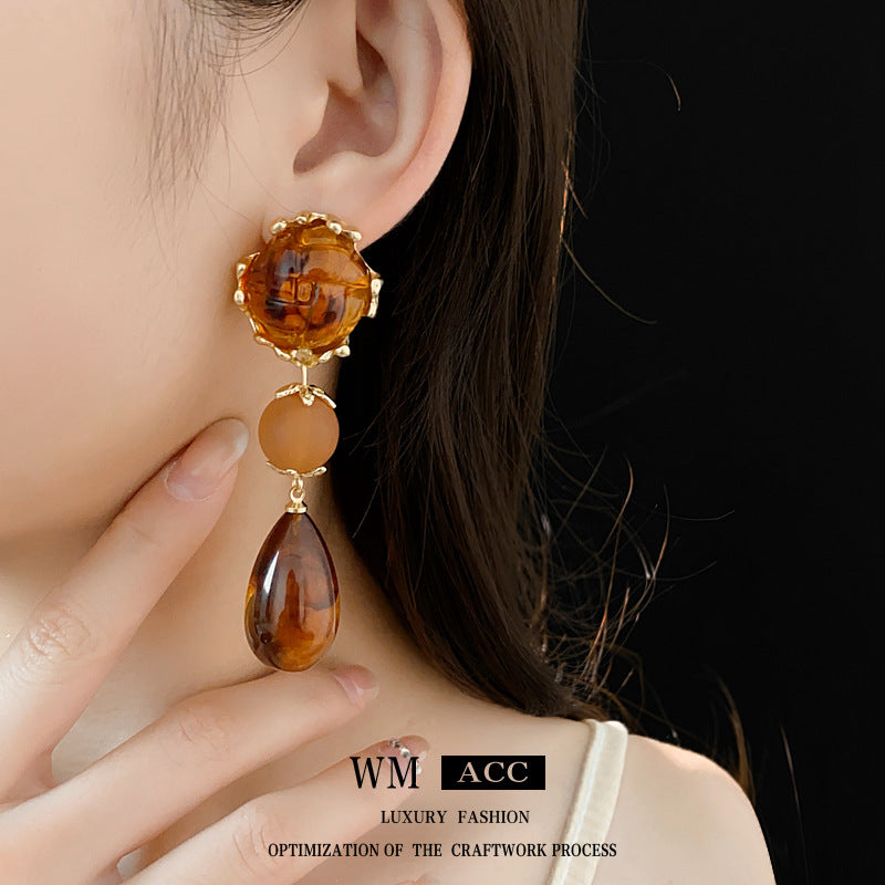 Vintage-Style Dripping Waterdrop and Geometric Alloy Earrings with Plated Silver-Plated Steel Posts for Women