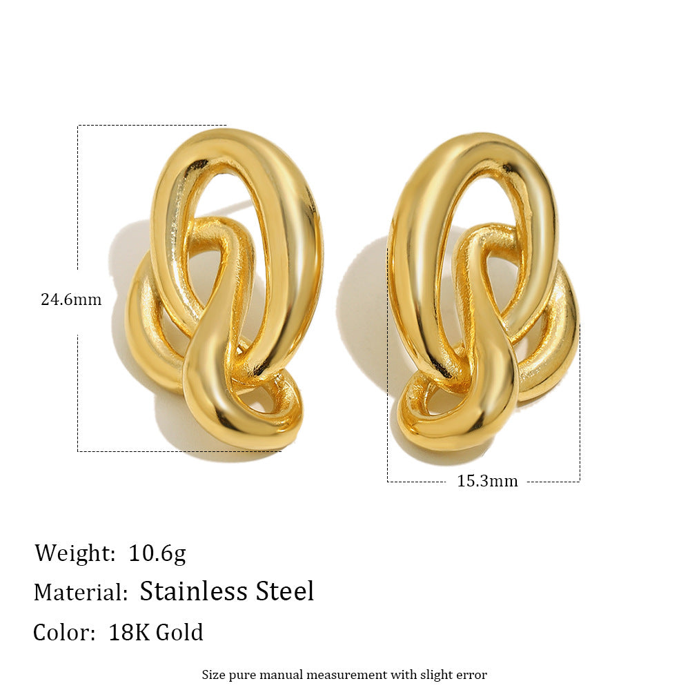 Orecchini da donna geometrici minimalisti in acciaio inossidabile con placcatura in oro 18 carati e design dalle linee pulite