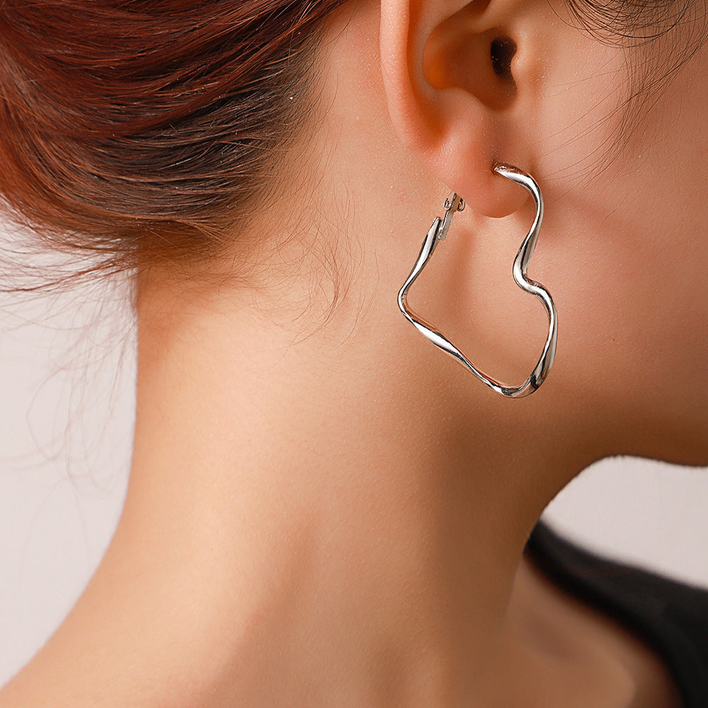 Geometric Heart Shaped Plated Alloy Earrings for Women