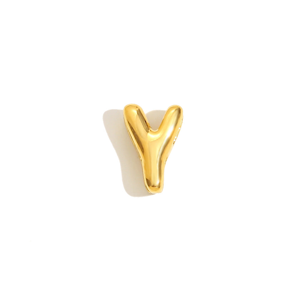 Collana Minimalista con Ciondolo a Lettera da Donna in Acciaio Inox con Placcatura in Oro 18K Design Cavo