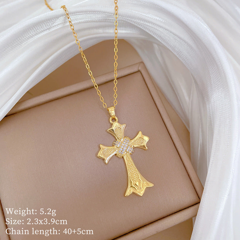 Collana Minimalista Geometrica in Acciaio al Titanio con Pendente in Rame Placcato Oro su Catena a Maglie per Uomo e Donna