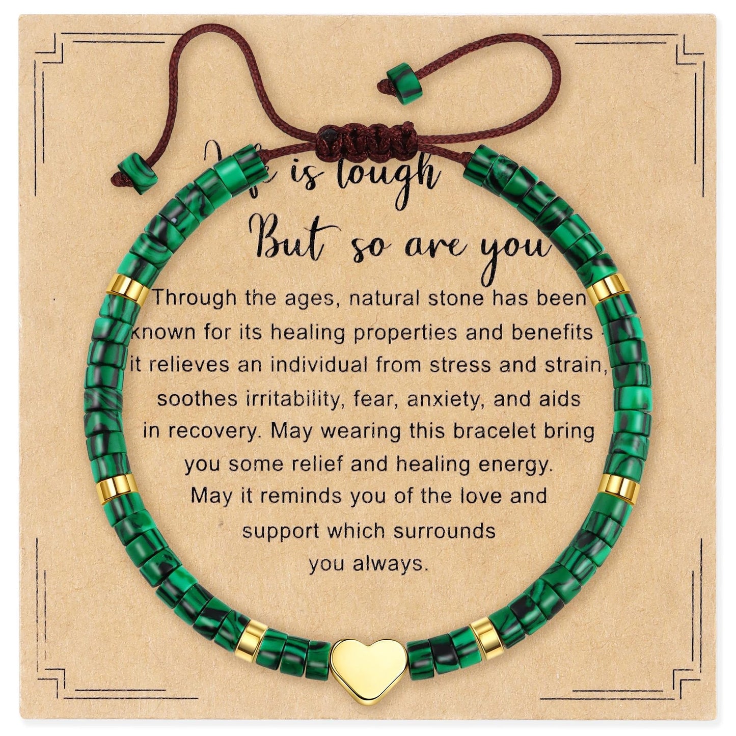 Elegant Heart Geometric Natural Gemstone Beaded Bracelet for Women