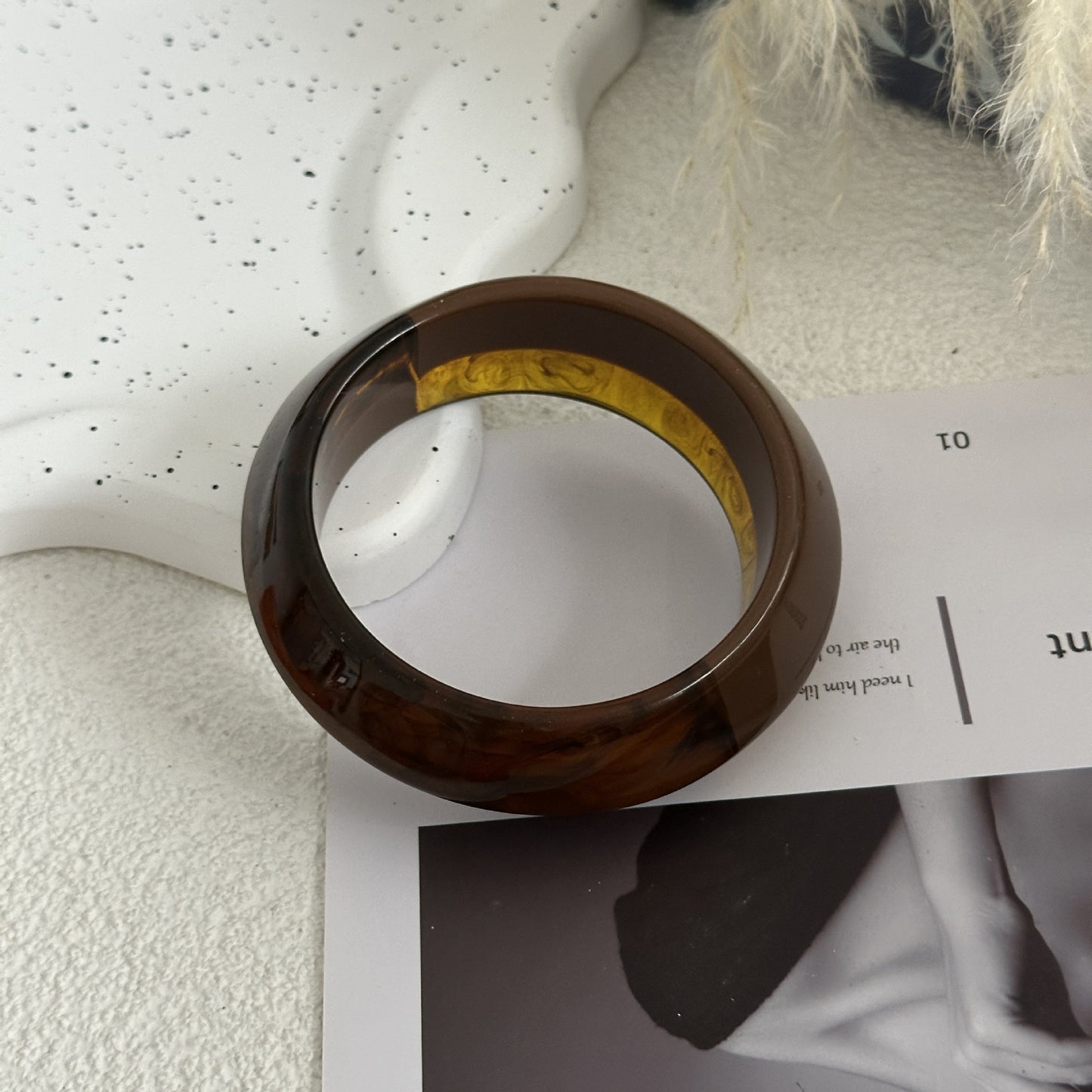 Bracciale rigido acrilico con olio a goccia geometrico rotondo vintage da donna