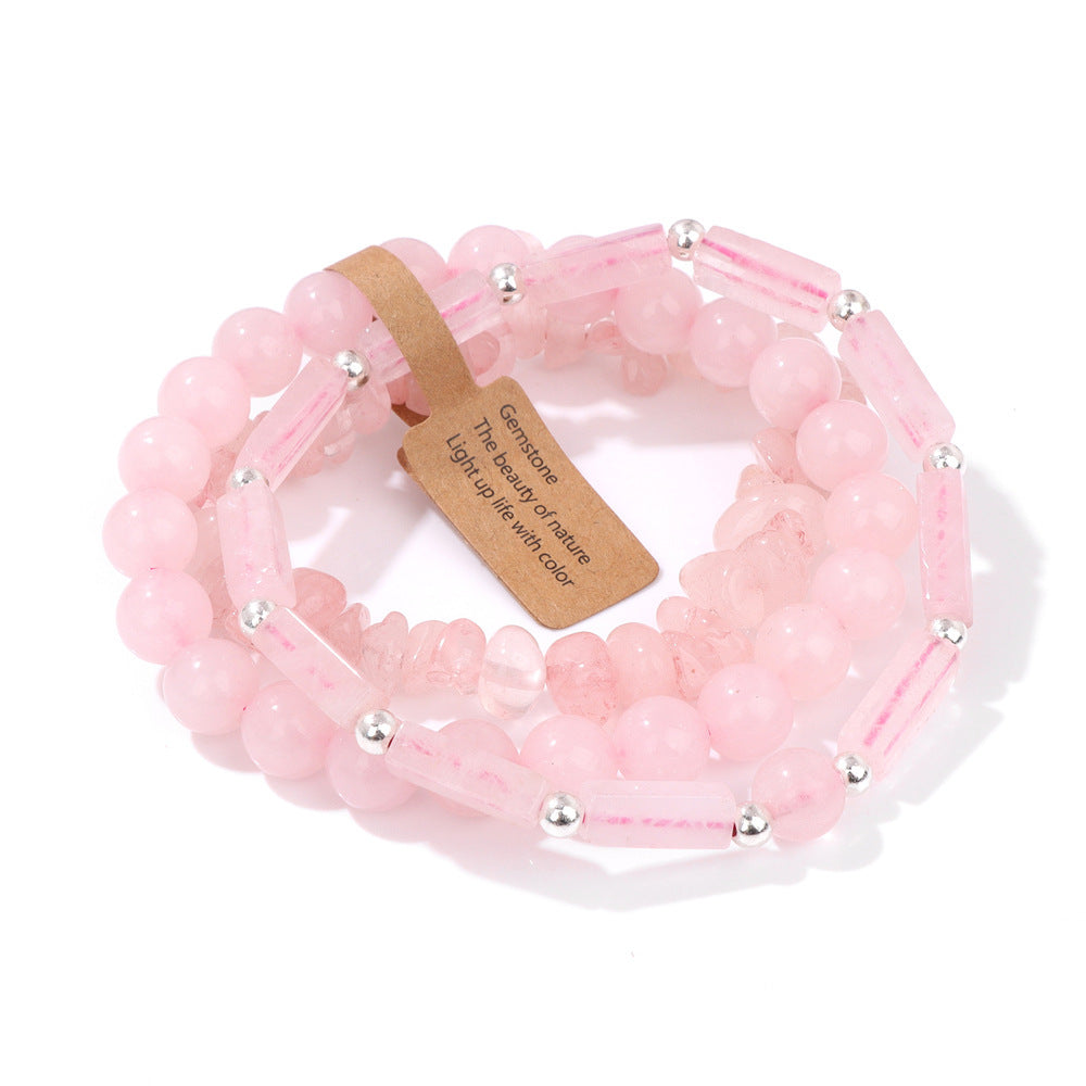 Vintage Geometric Rectangle Crystal Beaded Bracelet Set for Unisex