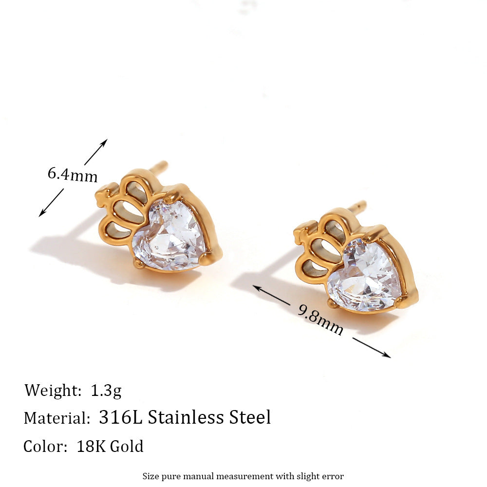 Vintage-Style Irregular Geometric Liquid Drop Earrings in Stainless Steel with 18K Gold Plating and Micro-Paved Zirconia