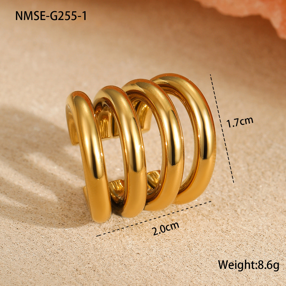 Pendientes de acero inoxidable en forma de C minimalistas para orejas sin perforar, joyería de moda multicapa