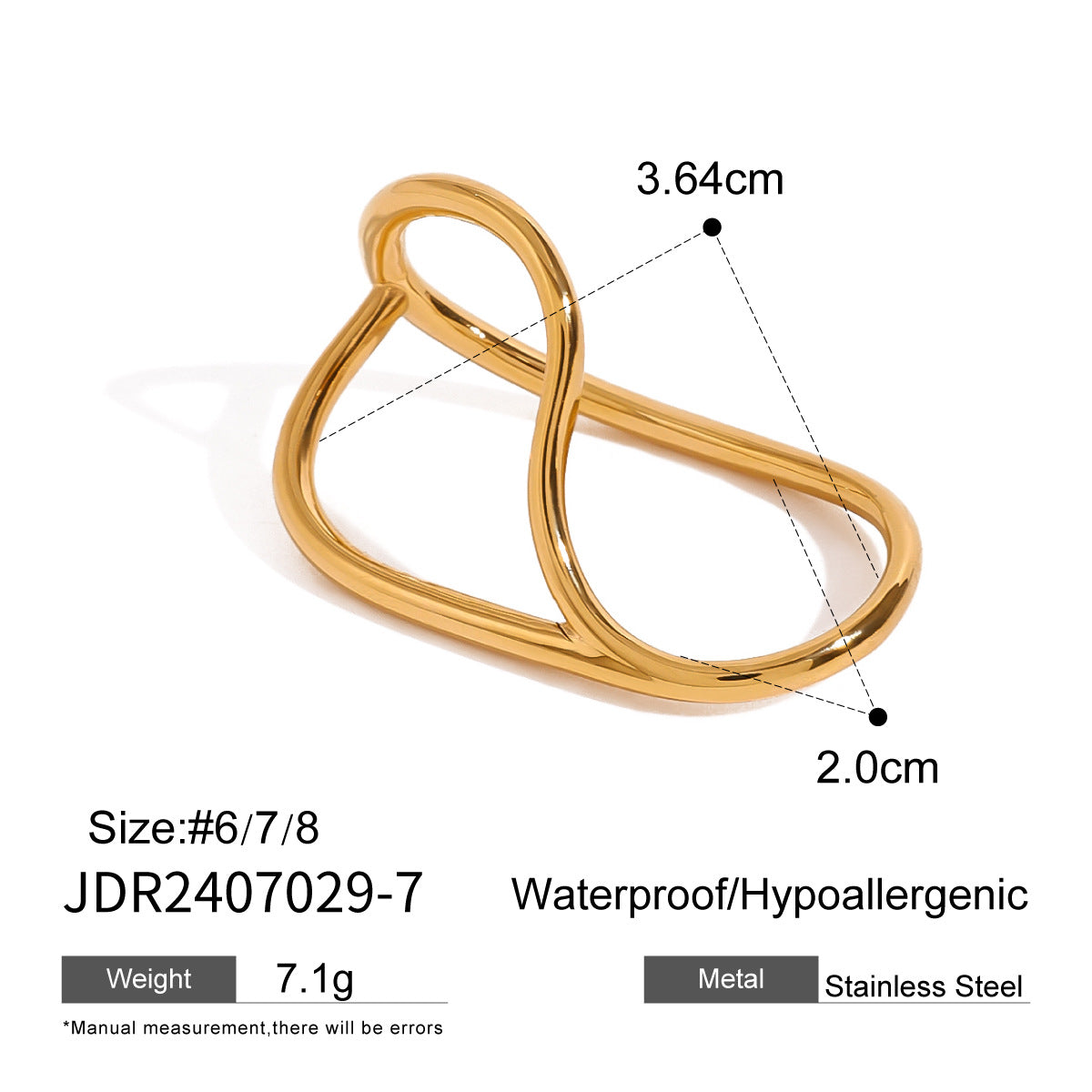 Geometric Plated Stainless Steel Ring for Women