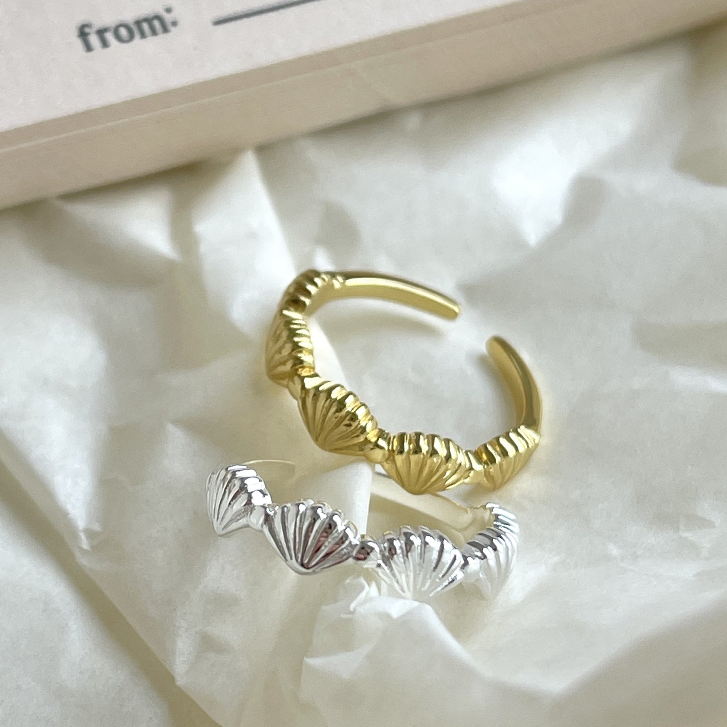 Minimalist Seashell-Shaped 925 Sterling Silver Ring for Women with Geometric Detail