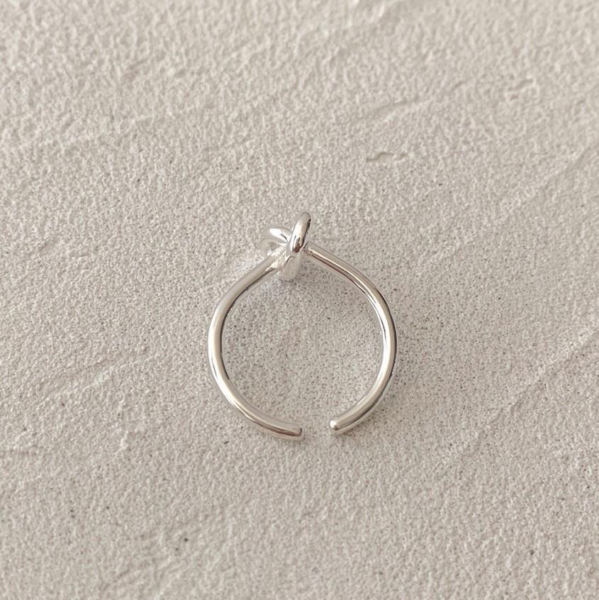 Anillo de cuerda trenzada de plata de ley 925 con forma de corazón estilo natural para mujer