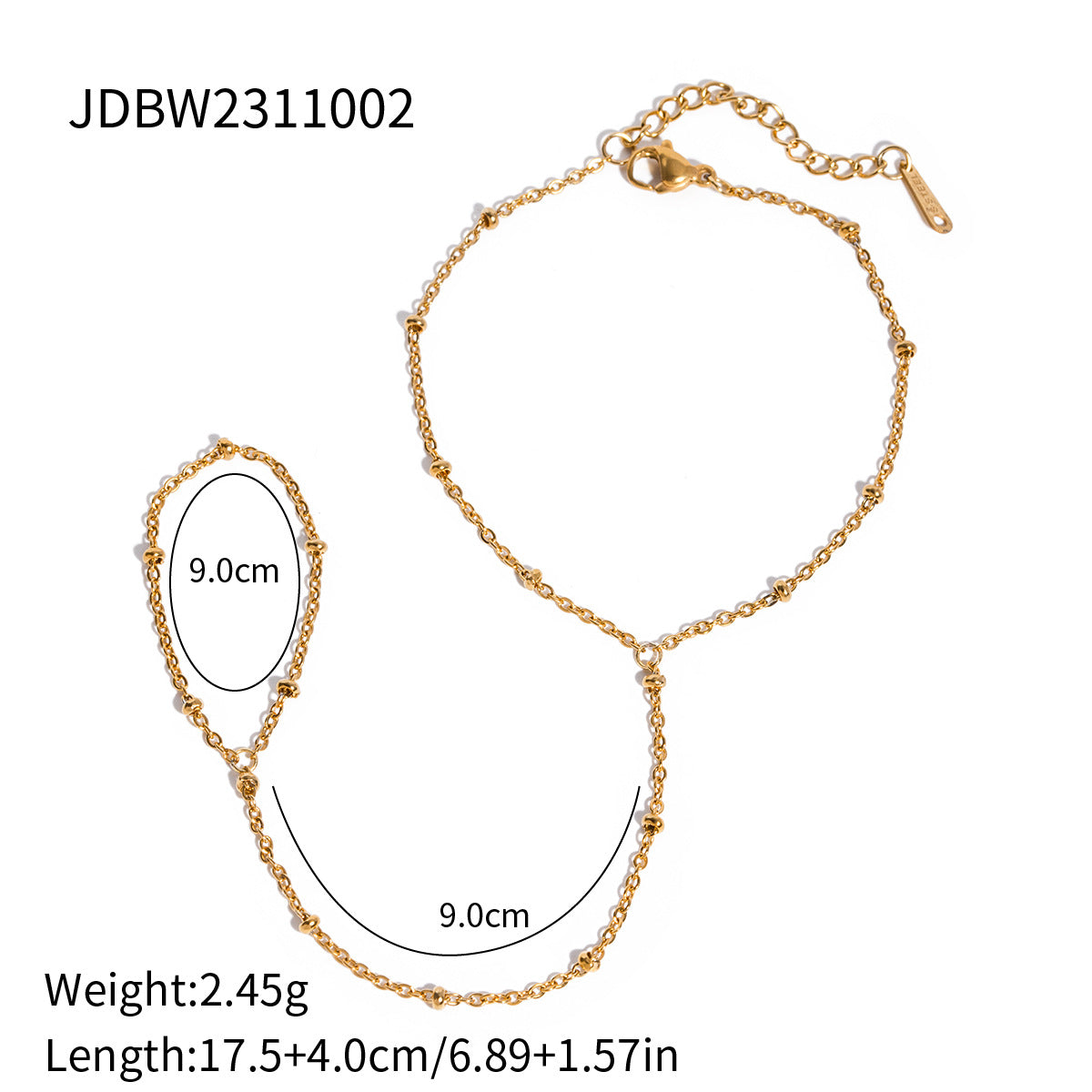 Minimalist Elegant Geometric Titanium Steel Plated Ring and Curb Chain Bracelet Set with Cubic Zirconia and Pearl for Women