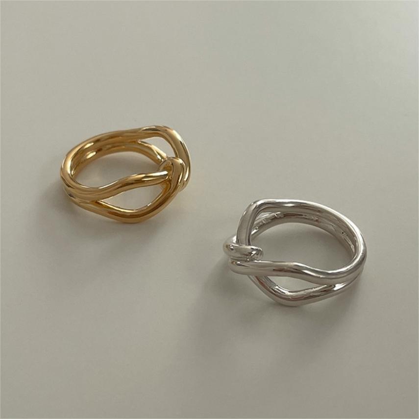 Anello da donna in argento Sterling 925 placcato, dal design geometrico ed elegante