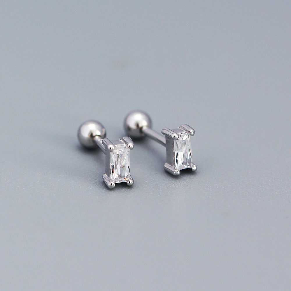 Orecchini da donna in argento sterling 925 con zirconi, stile geometrico