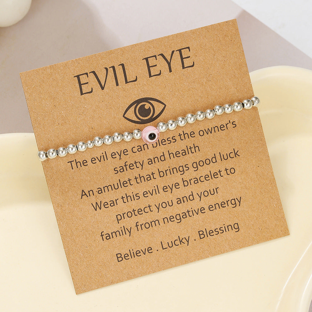 Handmade Round Acrylic Evil Eye Beaded Bracelet Unisex Friendship Jewelry