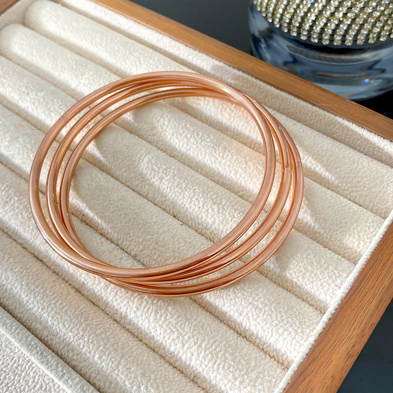 Minimalist Polished Geometric Titanium Steel Bangle Bracelet