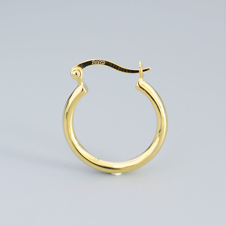 Minimalist 925 Sterling Silver Polished Round Geometric Hoop Earrings for Women